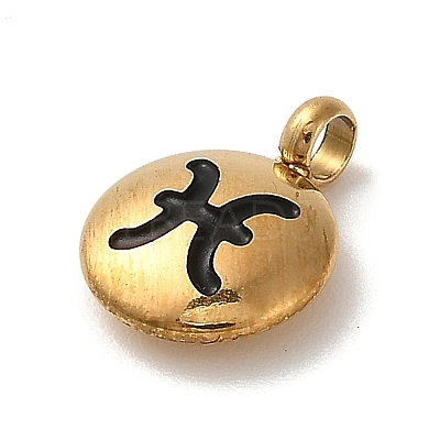 304 Stainless Steel Black Enamel Charms LS-STAS-R009-02G-08-1