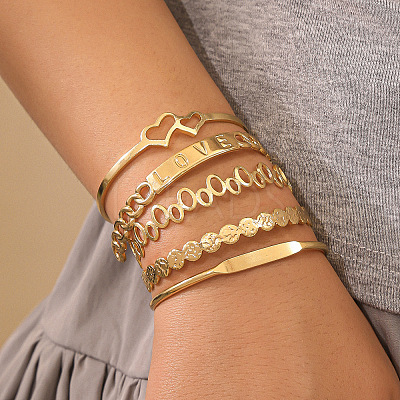 5Pcs Alloy Bangles for Women FS-WG33CDB-13-1
