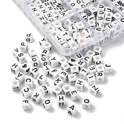 Opaque Acrylic Horizontal Hole Letter Beads SACR-YW0001-44-1