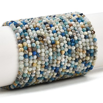 Natural Blue Azurite in Calcite Beads Strands X-G-P618-3mm-01-1
