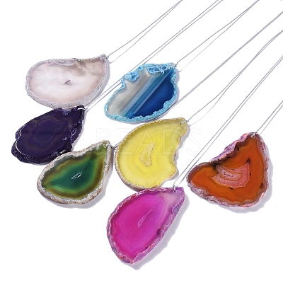 Brass Wire Wrapped Chakra Natural Gemstone Chips Hanging Ornaments AJEW-B028-01G-03-1