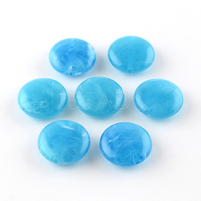 Flat Round Imitation Gemstone Acrylic Beads OACR-R051-10-1