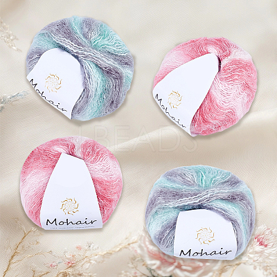 4 Skeins 2 Colors Segment Dyed Mohair Yarn OCOR-CY0002-51A-1