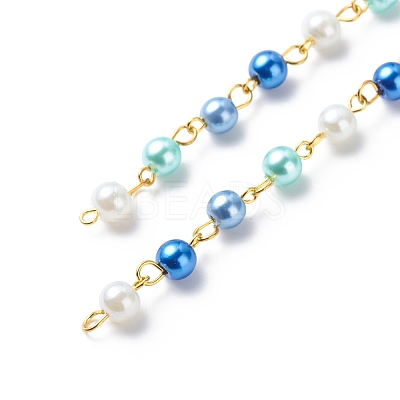 Handmade Glass Pearl Round Beaded Chains AJEW-SZ0002-40B-1