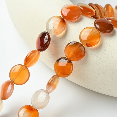 Flat Round Gemstone Natural Red Agate Stone Beads Strands G-S110-14mm-03-1