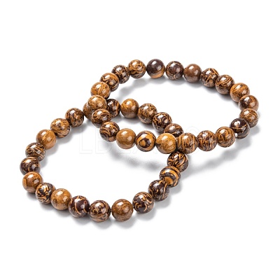 Natural Gemstone Stretch Beaded Bracelets G-A185-01N-1