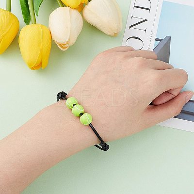20Pcs 2 Colors Plastic Round Beaded Bracelets Set with Wax Rope BJEW-GF0001-11-1