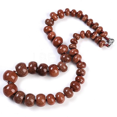 Synthetic Goldstone Rondelle Graduated Beaded Necklaces for Women Men NJEW-K388-02H-1