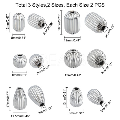304 Stainless Steel Corrugated Beads STAS-UN0018-54P-1