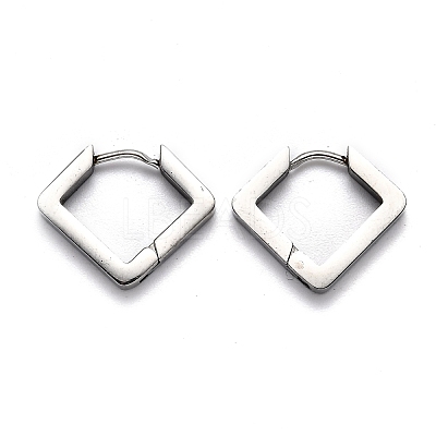 Tarnish Resistant 304 Stainless Steel Rhombus Huggie Hoop Earrings STAS-J033-08P-1