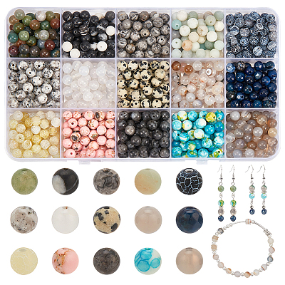750Pcs 15 Styles Mixed  Gemstone Baeds G-NB0005-42A-1