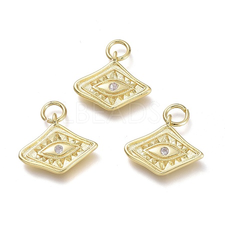 Brass Micro Pave Cubic Zirconia Pendants KK-P188-C03-G-1