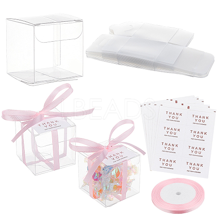 40Pcs Square PET Clear Party Favor Gift Box DIY-BC0006-41A-1