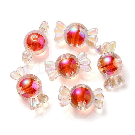 UV Plating Rainbow Iridescent Acrylic Beads PACR-E001-01F-1