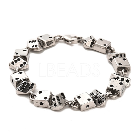 304 Stainless Steel Dice Link Chain Bracelets BJEW-E094-04AS-1