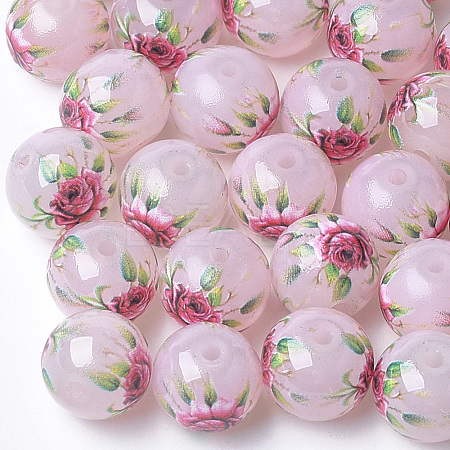 Printed & Spray Painted Imitation Jade Glass Beads GLAA-S047-05B-02-1