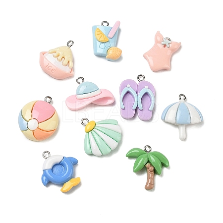 Summer Beach Opaque Resin Pendants RE-CBA392A-06P-1