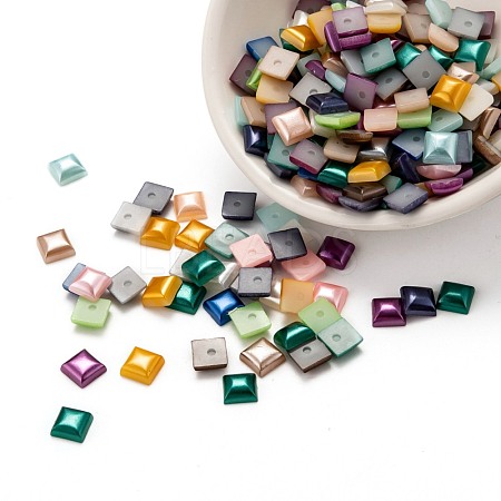 ABS Plastic Imitation Pearl Cabochons SACR-R748-6x6mm-M-1