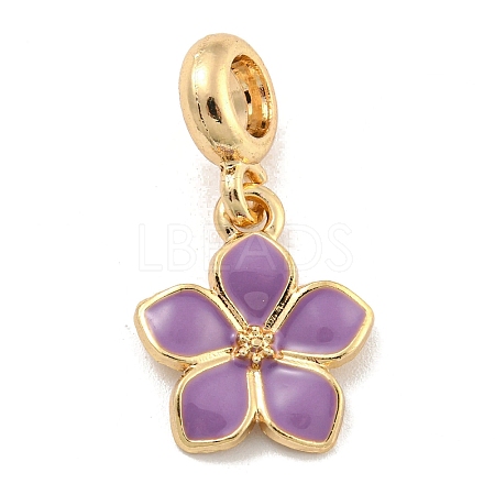 Rack Plating Alloy Enamel Flower European Dangle Charms FIND-B034-55G-05-1