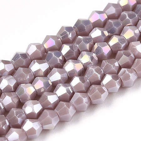 Opaque Solid Color Electroplate Glass Beads Strands EGLA-A039-P2mm-B13-1