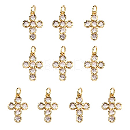 10Pcs Rack Plating Brass Micro Pave Clear Cubic Zirconia Pendants ZIRC-SZ0004-15-1