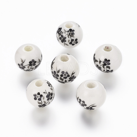 Handmade Printed Porcelain Beads PORC-Q201-10mm-5-1