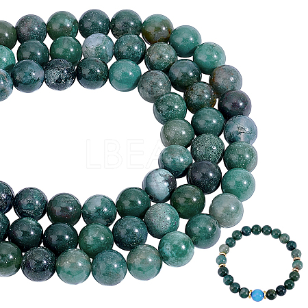 3Strands Natural Moss Agate Beads Strands G-PH0002-93-1