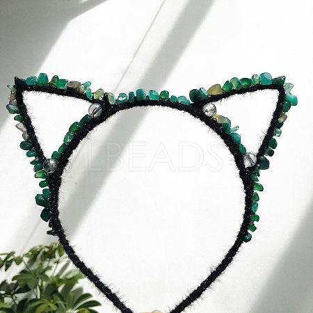 Natural Green Agate Hair Bands PW-WG9AADF-25-1