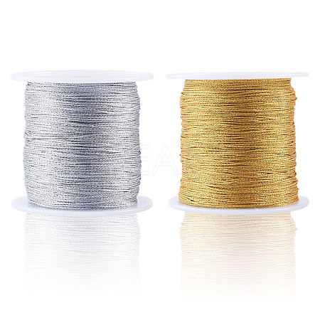 2 Rolls 2 Colors 6-Ply Round PET Metallic Thread MCOR-TA0001-03B-1
