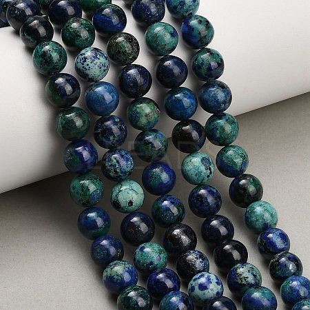 Natural Azurite Beads Strands G-G475-A04-8mm-1