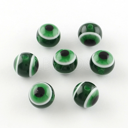 Round Evil Eye Resin Beads RESI-R159-12mm-09-1
