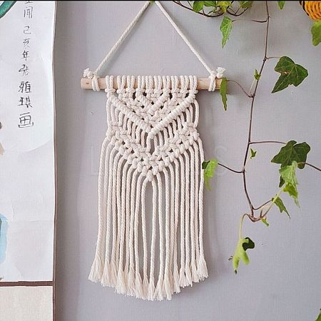 Cotton Cord Macrame Woven Wall Hanging HJEW-C010-09-1