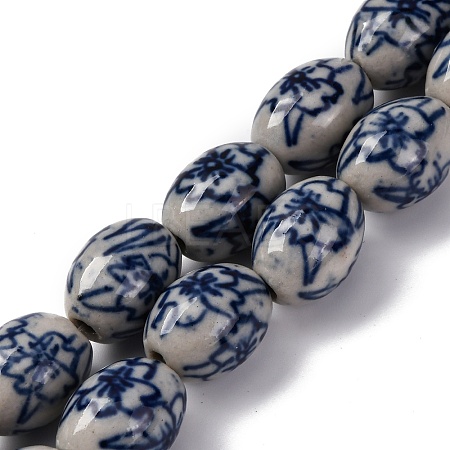 Handmade Blue and White Porcelain Beads PORC-I027-16C-1