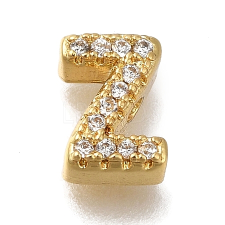 Rack Plating Brass Micro Pave Clear Cubic Zirconia Beads KK-G500-30G-Z-1