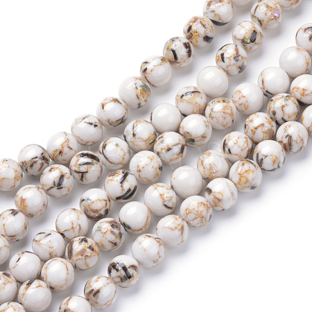 Assembled Synthetic Turquoise and Shell Beads Strands X-G-S212-8mm-02-1