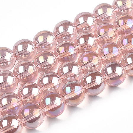 Electroplate Transparent Glass Beads Strands GLAA-T032-T10mm-AB10-1