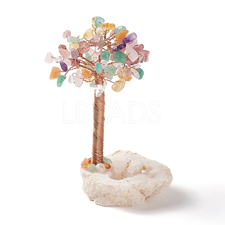 Natural Gemstone Chips and Natural Quartz Crystal Pedestal Display Decorations DJEW-G027-12RG-02-1