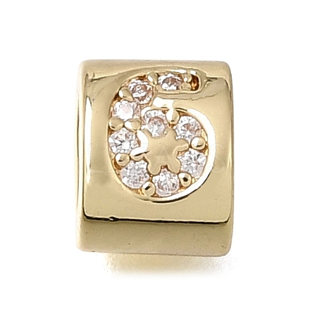 Brass Micro Pave Clear Cubic Zirconia Beads CU-CBAA19F-01G-G-1