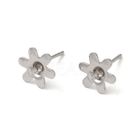 Flower 201 Stainless Steel Stud Earring Findings STAS-Q315-09P-1