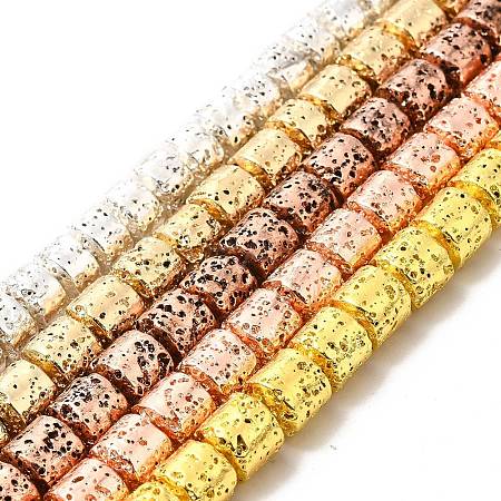 Electroplated Natural Lava Rock Beads Strands G-G984-07-1