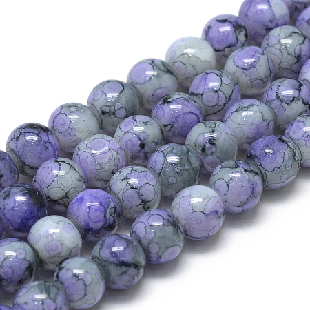 Baking Painted Glass Beads Strands X-DGLA-S115-8mm-S74-1