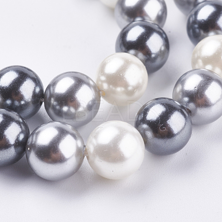 Electroplate Shell Pearl Beads Strands BSHE-E018-8mm-09-1