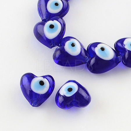 Heart Evil Eye Lampwork Bead Strands LS-LAMP-R119-01-1