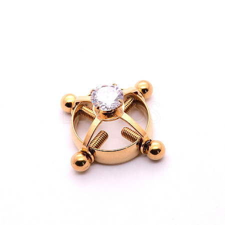 304 Stainless Steel Crystal Rhinestone Clip on Nipple Rings WGE16BD-05-1