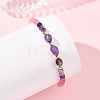 Dyed Natural Malaysia Jade & Chevron Amethyst & Rose Quartz Nuggets & Rondelle Beaded Bracelets for Women BJEW-JB14090-03-2