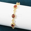 Brass Pave Cubic Zirconia Heart Flower Link Chain Bracelets for Women KK-CBA68DA-13G-01-3