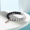 Natural Lava Rock and Synthetic Howlite Round Beads Stretch Bracelet for Men Women BJEW-JB06929-4