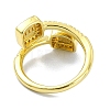 Brass with Cubic Zirconia Open Cuff Ring RJEW-B051-03G-3