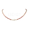 Gradient Color Gemstone & Natural Cultured Freshwater Pearl Beaded Necklaces NJEW-JN06316-02-4