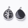 Natural Dyed & Heated Black Agate Pendants G-E421-06P-1